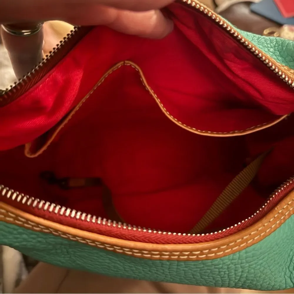 Dooney & Bourke Aqua Hobo Bag with Tan Accents